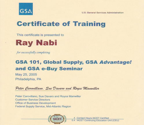 GSA Certificate
