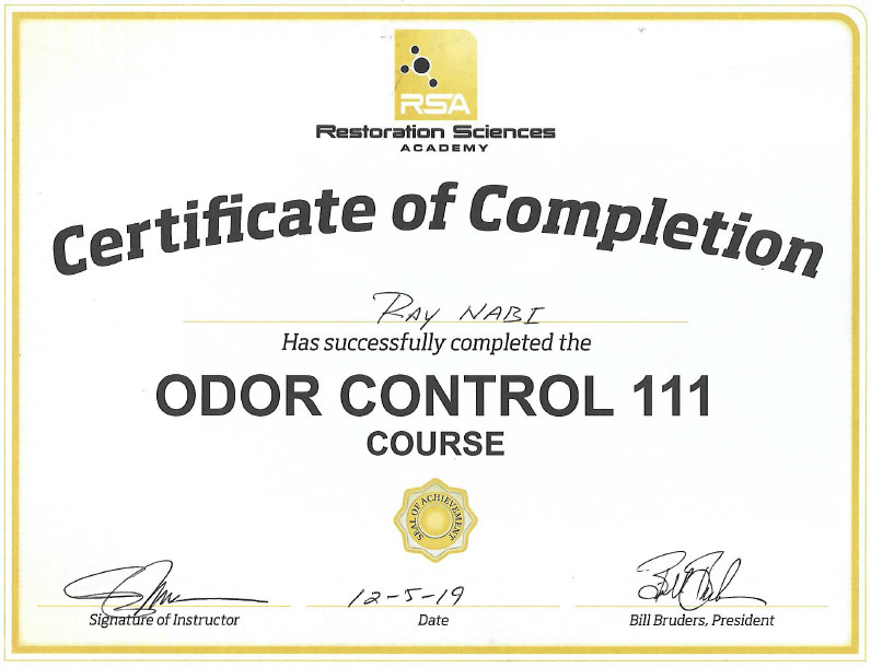 RSA Odor Control Course Certification