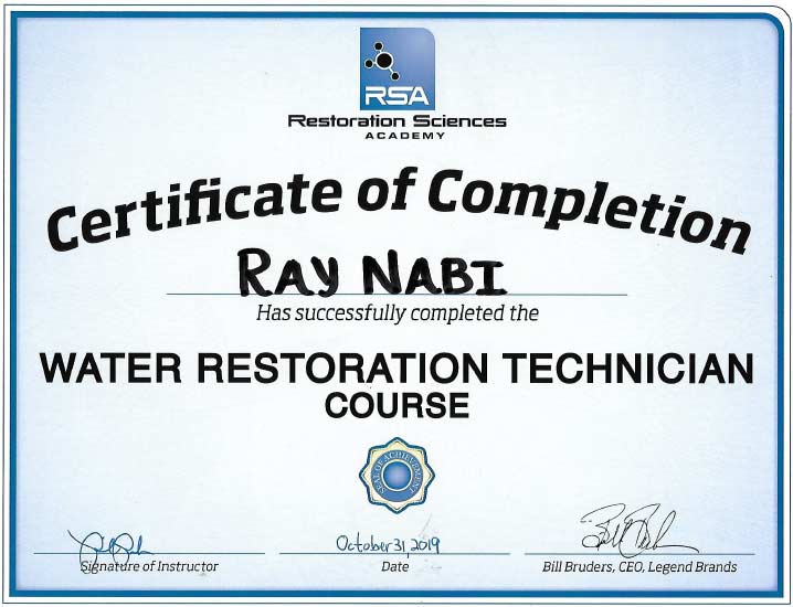 RSA Water Restoration Course Certification
